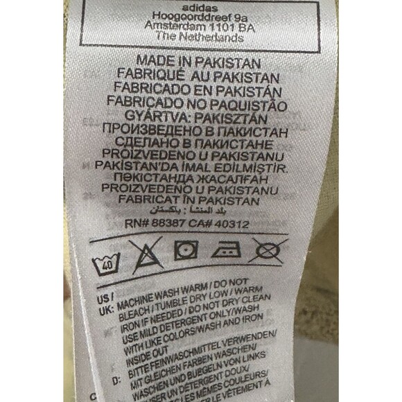 Adidas T-Shirt Men's 2XL Yellow Black All-Over Print Crew Short Sleeve Pullover - Picture 8 of 10